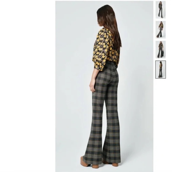 Smythe Wool Plaid Boot Cut Flare Pants Red/Navy Size 4 - Picture 2 of 12